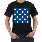 Polka Dots - White on Dark Cerulean Men s T-Shirt (Black)