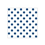 Polka Dots - Dark Cerulean on White Satin Bandana Scarf