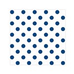 Polka Dots - Dark Cerulean on White Small Satin Scarf  (Square)