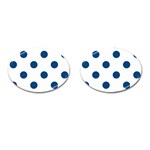 Polka Dots - Dark Cerulean on White Cufflinks (Oval)