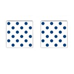 Polka Dots - Dark Cerulean on White Cufflinks (Square)