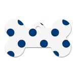 Polka Dots - Dark Cerulean on White Dog Tag Bone (One Side)