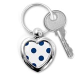 Polka Dots - Dark Cerulean on White Key Chain (Heart)