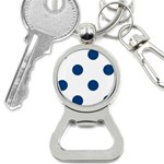 Polka Dots - Dark Cerulean on White Bottle Opener Key Chain