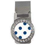 Polka Dots - Dark Cerulean on White Money Clip (CZ)