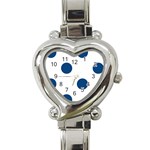 Polka Dots - Dark Cerulean on White Heart Italian Charm Watch