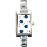 Polka Dots - Dark Cerulean on White Rectangle Italian Charm Watch