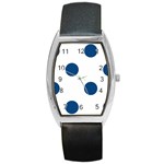 Polka Dots - Dark Cerulean on White Barrel Style Metal Watch