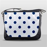 Polka Dots - Dark Cerulean on White Messenger Bag