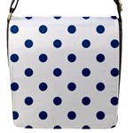 Polka Dots - Dark Cerulean on White Flap Closure Messenger Bag (S)