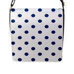 Polka Dots - Dark Cerulean on White Flap Closure Messenger Bag (L)