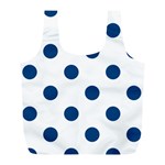 Polka Dots - Dark Cerulean on White Full Print Recycle Bag (L)