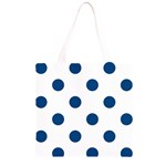 Polka Dots - Dark Cerulean on White Grocery Light Tote Bag
