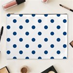 Polka Dots - Dark Cerulean on White Cosmetic Bag (XL)