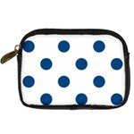 Polka Dots - Dark Cerulean on White Digital Camera Leather Case