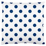 Polka Dots - Dark Cerulean on White Large Cushion Case (One Side)