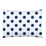Polka Dots - Dark Cerulean on White Pillow Case (Two Sides)