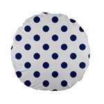 Polka Dots - Dark Cerulean on White Standard 15  Premium Round Cushion