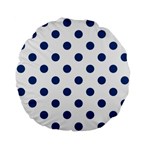 Polka Dots - Dark Cerulean on White Standard 15  Premium Flano Round Cushion