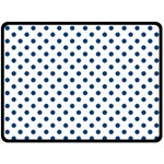 Polka Dots - Dark Cerulean on White Fleece Blanket (Large) (One Side)