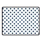 Polka Dots - Dark Cerulean on White Fleece Blanket (Small) (One Side)