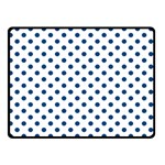 Polka Dots - Dark Cerulean on White Double Sided Fleece Blanket (Small) (Two Sides)