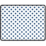 Polka Dots - Dark Cerulean on White Double Sided Fleece Blanket (Medium) (Two Sides)