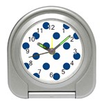 Polka Dots - Dark Cerulean on White Desk Alarm Clock