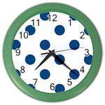 Polka Dots - Dark Cerulean on White Color Wall Clock