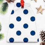 Polka Dots - Dark Cerulean on White Bell Ornament (Two Sides)