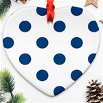 Polka Dots - Dark Cerulean on White Ornament (Heart)