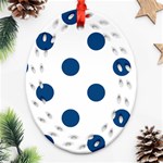 Polka Dots - Dark Cerulean on White Ornament (Bell) Ornament (Oval Filigree)