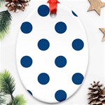 Polka Dots - Dark Cerulean on White Oval Ornament (Two Sides)