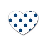 Polka Dots - Dark Cerulean on White Heart Coaster (4 pack)