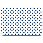 Polka Dots - Dark Cerulean on White Large Doormat