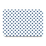 Polka Dots - Dark Cerulean on White Plate Mat