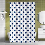 Polka Dots - Dark Cerulean on White Shower Curtain 48  x 72  (Small)