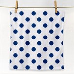 Polka Dots - Dark Cerulean on White Face Towel