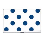 Polka Dots - Dark Cerulean on White Business Card Holder