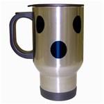 Polka Dots - Dark Cerulean on White Travel Mug (Silver Gray)