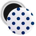 Polka Dots - Dark Cerulean on White 3  Magnet
