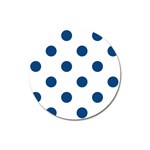 Polka Dots - Dark Cerulean on White Magnet 3  (Round)