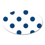 Polka Dots - Dark Cerulean on White Magnet (Oval)