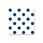 Polka Dots - Dark Cerulean on White Magnet (Square)