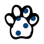 Polka Dots - Dark Cerulean on White Magnet (Paw Print)