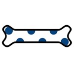 Polka Dots - Dark Cerulean on White Magnet (Dog Bone)
