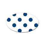 Polka Dots - Dark Cerulean on White Sticker Oval (100 pack)