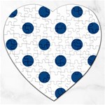 Polka Dots - Dark Cerulean on White Jigsaw Puzzle (Heart)
