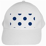 Polka Dots - Dark Cerulean on White White Cap