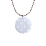 Polka Dots - White on Pastel Blue 1  Button Necklace